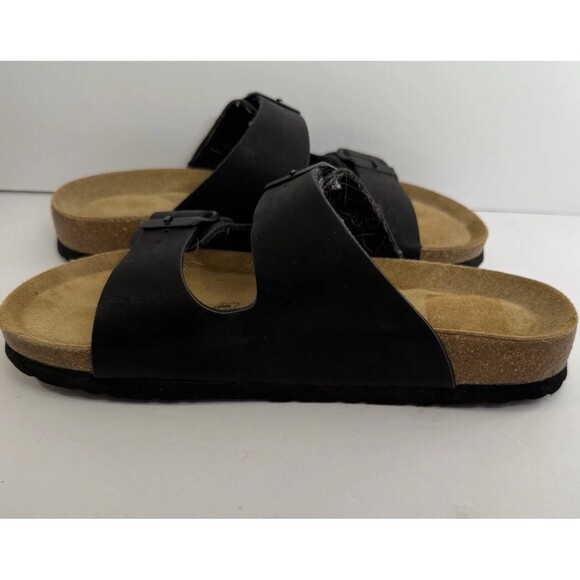 Womens Cushionaire Black Cork Footbed Sandals Size 6.5 EUC - Picture 7 of 9
